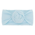 Fascia per neonati in nylon morbido con nodo a fiore celeste e trama traforata traspirante - Blu