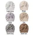 Set of six bow turban hats for babies in off-white, beige, grey-purple and coffee colors - Mixed 6 Colors