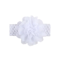 Bandeau à fleurs en mousseline blanche pour bébé avec large bande élastique tricotée - Blanc