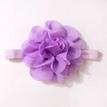 Detailed close-up of handmade purple chiffon flower headband with soft elastic band - Purple