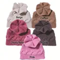 Détail de la maille torsadée pour bonnets d'hiver bébé en beige, café, rose et gris - 5 Couleurs Mélangées (Commander par Multiples de 5)