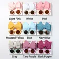 Nine-color set of baby headbands with matching round sunglasses in a 3x3 grid display - Color Remark