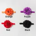 Set mit vier elastischen Baby-Blumen-Stirnbändern in Orange, Violett, Rot und Schwarz - 4 Farben gemischt