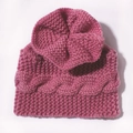 Gorro de punto rosa oscuro para bebé con patrón de trenzas para otoño e invierno - Rosa Palo