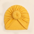 Detail of soft ginger yellow donut turban hat with comfortable elastic cotton stitching - Yellow