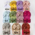 Newborn baby turban and headband set with gold-stamped bows in eleven assorted colors - Mixed Colors Pack