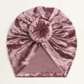 Winter gold velvet baby donut hat in dusty rose for warmth and photo prop - Dusty Pink
