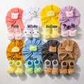 Baby hat and socks set featuring cute 3D cartoon animal decorations in eight colors - Inquiry Required