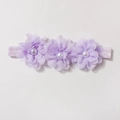 Détails de fleurs en mousseline lavande et perles sur bandeau élastique pour bébé - Mauve Clair
