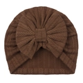 Bonnet bébé marron foncé avec nœud jacquard élastique pour un confort coupe-vent optimal - Marron
