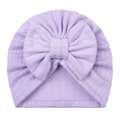 Bonnet en tricot violet clair pour bébé avec grand nœud jacquard pour nouveau-nés - Violet