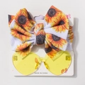 Ensemble bandeau bébé et lunettes cœur avec nœud tournesol et verres jaunes - Imprimé Tournesol Jaune (E)