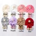 Detailed grid of 8 colors baby floral beanie hat and matching soft sock sets - Custom Card Style