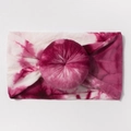 Detailed view of tie-dye donut knot baby headband in soft pink and purple fabric - Taro Purple