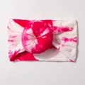 Elastic nylon baby headband with pink tie-dye pattern and cute donut knot design - Rose Red