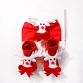 Détail de l'ensemble bandeau et chaussettes de Noël pour bébé avec renne et nœud rouge - Style Renne Rouge (B)