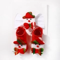 Vue détaillée du kit de Noël pour bébé avec bandeau bonhomme de neige et chaussettes - Bandeau Blanc Style Bonhomme de Neige Rouge (D)