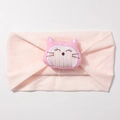 Fascia elastica per neonati in nylon con un simpatico gatto di peluche e trama a maglia - Rosa Chiaro