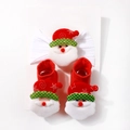 Detail of Christmas baby set including Santa bow headband and knit socks with snowflake embroidery - White Headband Santa Claus Style (E)