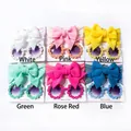 Six sets of baby bow headbands and daisy sunglasses in multiple colors on white background - Need Card Board Contact Customer Service