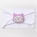 Dettaglio fascia per neonati in nylon bianco con decoro gatto in peluche viola - Bianco