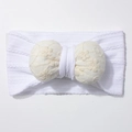 Dettaglio fascia per neonati in jacquard elastico con fiocco in pizzo bianco - Bianco