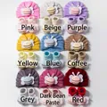 Knitted baby hat and sock set with cute bee decor available in nine vibrant colors - Note For Paper Card