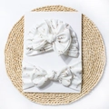 Ensemble bébé bonnet et bandeau à imprimé floral avec grands nœuds décoratifs - Style Floral Café Clair (C)