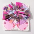 Pink leopard floral baby headband and heart-shaped sunglasses set on display card - Pink Leopard Floral (D)
