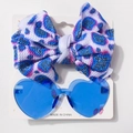 Ensemble bandeau léopard pour bébé avec lunettes de soleil cœur bleues sur carte - Imprimé Léopard Bleu-violet (G)