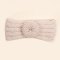 Diadema de punto para bebé en beige crema con detalle de nudo decorativo de donut - Blanco
