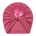 Bonnet turban bébé en velours double face rose foncé avec décoration cœur en paillettes - Rouge Rose