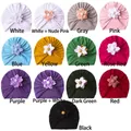 Soft baby knit turban hats with floral decor in multiple colors for winter warmth - 13 Colors Mixed