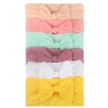 Détail du lot de 6 bandeaux bébé en nylon souple avec nœud élastique de couleurs variées - Rose Chair Rose Vert Menthe Mauve Blanc Jaune Vif
