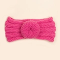 Bandeau bébé rose fuchsia en laine tricotée avec nœud donut pour l'hiver - Rose rouge