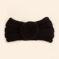 Bandeau bébé tricoté noir en grosse laine style donut pour une protection hivernale - Noir