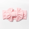 Diadema rosa de punto acanalado para bebé con un gran lazo estereoscópico para niñas - Rosa