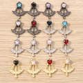 Gothic heart bat wing pendants in gold, silver and black finish for DIY jewelry - 5 Pieces / Multicolor