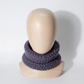 Deep purple knitted baby infinity scarf in thick warm wool for autumn and winter seasons - Gray
