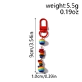 Detail view showing 9cm rainbow beaded keychain with colorful stones and red metal clasp - Rainbow Spherical Bead String (Ball Turquoise)