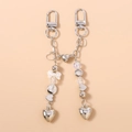 Portachiavi magnetico a cuore con fiocco e perle, ciondolo per borsa di coppia - Stile Cuore Magnetico con Fiocco