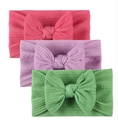 Lot de 3 bandeaux bébé en nylon avec grands nœuds en rose, lilas et vert herbe - Rose Rouge Violet Vert