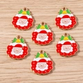 Cartoon Santa Claus enamel pendants with green bow and yellow bell charms 6-pack - 10 Pieces Pack / Christmas Wreath