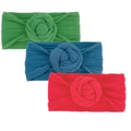 Lot de 3 bandeaux bébé en nylon rouge, bleu royal et vert avec des nœuds torsadés - Vert Marine Rouge