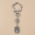 Portachiavi Albero della Vita argento con fiore Mandala e chiusura a ciliegio - Albero della vita