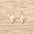 Détails de breloques dorées en losange avec étoile et lune en zircon pour bijoux DIY - 5 Pièces / Blanc Or Lune Étoile