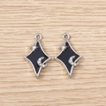 Détail de breloques losanges en argent avec étoile, lune, émail noir et strass - 5 Pièces / Noir Argent Lune Étoile