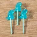 Lake blue dinosaur lollipop resin pendants with glitter and silver rings for jewelry DIY - 10 Pieces Pack / Blue