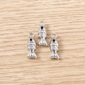 Lot de trois pendentifs poissons en alliage argenté avec détails noirs pour bijoux DIY - 5 Pièces / Poisson Rouge Argenté