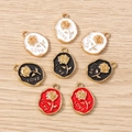 Golden rose alloy charms with LOVE text for DIY jewelry making in three colors - 10 Pieces Pack / Multicolor